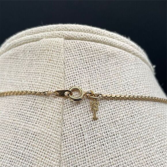 Vintage Crown Trifari Flower Pendant Choker Necklace Gold Tone Retro - Picture 2 of 8